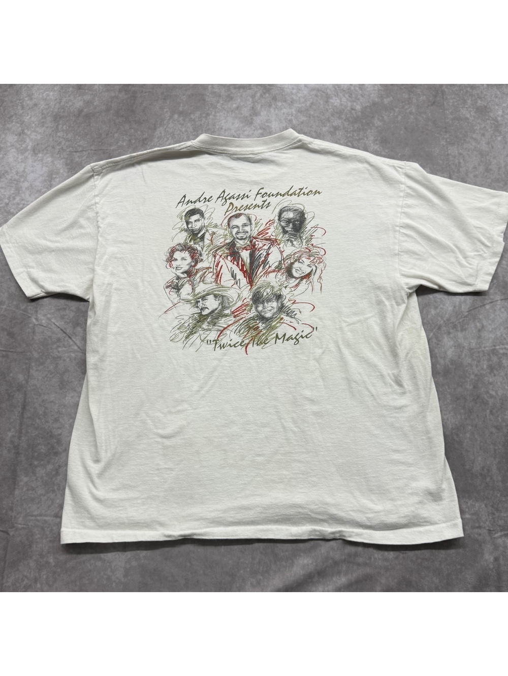 Vintage 1996 Andre Agassi Foundation Tee Single Stitch MGM Grand Robin William L
